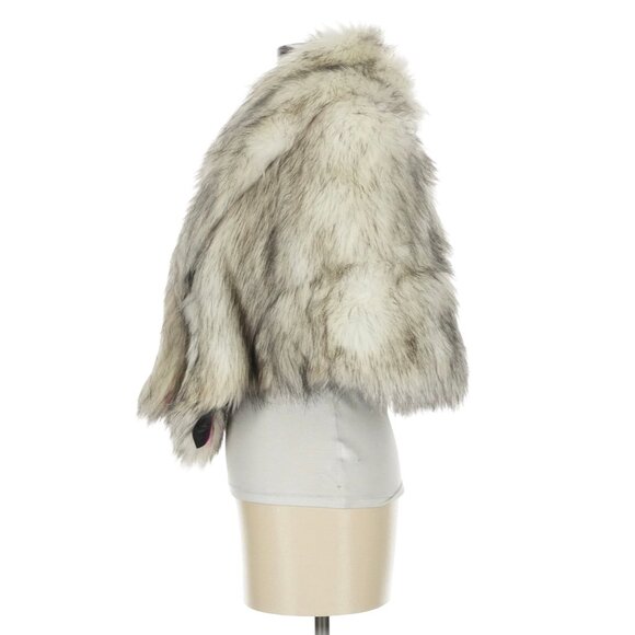 Vtg Y2K Juicy Couture Faux Fur White Gray Shawl Plunge Collar Wrap | Old Money S - Picture 3 of 7